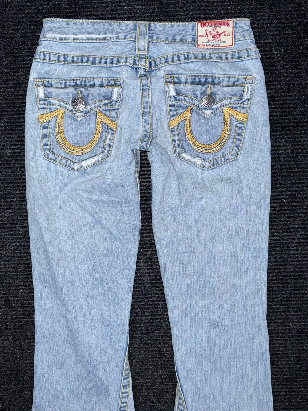 RARE Vintage True Religion Ultra Low Rise Twisted Flare Jeans Distressed 27 x 33 - Picture 6 of 14
